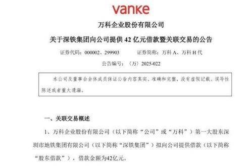万科再获深铁集团42亿借款，背后有何深意？