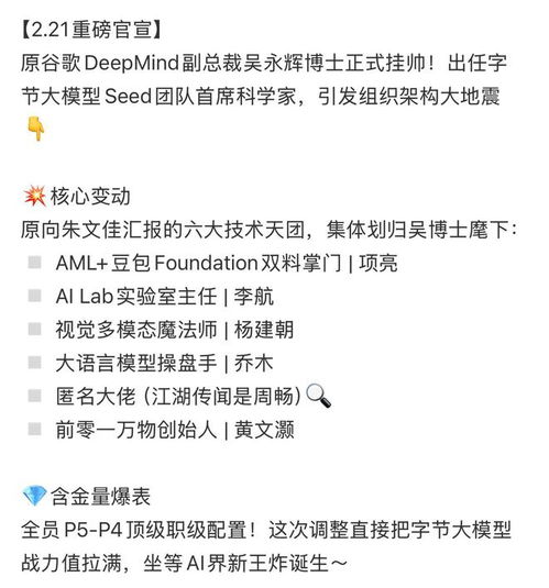 字节大模型团队架构调整：吴永辉挂帅，朱文佳专注应用，未来走向如何？
