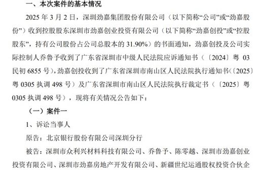 劲嘉股份控股股东及实控人卷入官司：一场资本市场的风暴