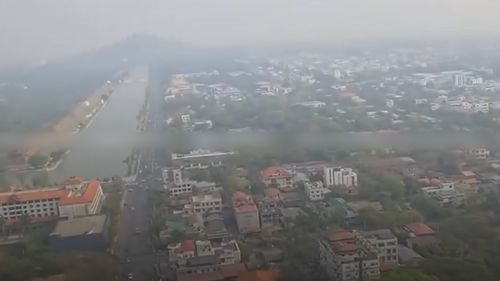 航拍缅甸震中曼德勒：直击地震灾区的震撼画面