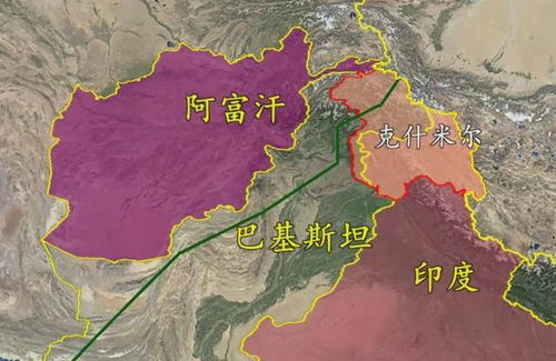 克什米尔地区的卫星地图