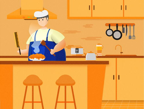 厨房安全提示插画示意图