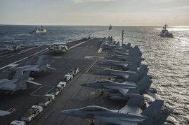 美军航母正在进行海上机动训练