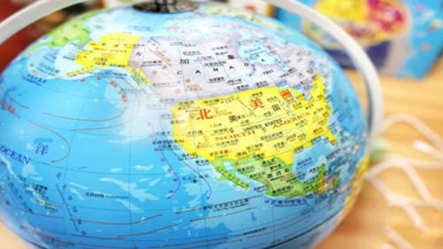 象征全球化与国家形象的地球仪和国旗