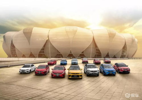 吉利汽车活动现场人群围观车辆