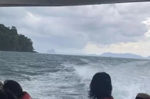 一艘小船在风浪中艰难前行