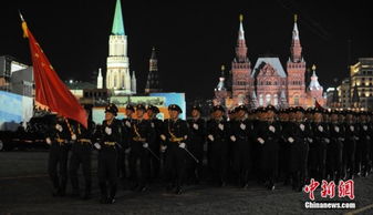 中国仪仗队在莫斯科红场进行彩排