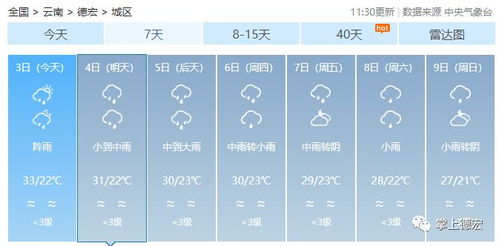 德宏州气象局发布的未来一周天气预报图表