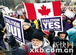 加拿大街头庆祝自由党获胜的人群