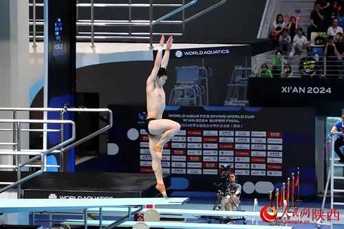 王宗源站在跳板上准备起跳