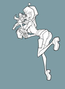 女性在灯光下阅读的插画