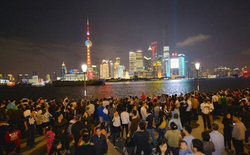 外滩街头挤满拍照打卡的游客