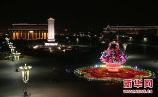 荣昌夜晚灯光下的花坛美景