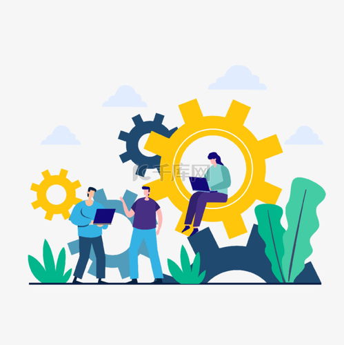 团队合作工作场景插画图