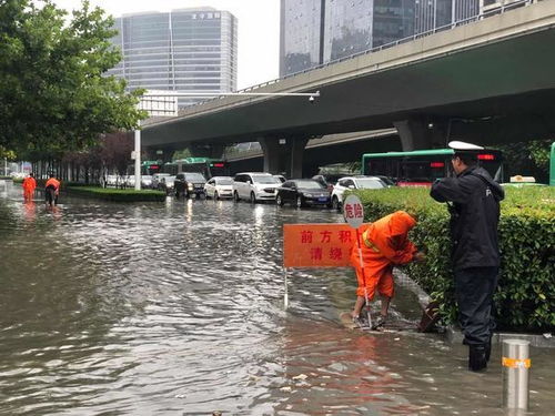 南方城市暴雨后街道积水实景图