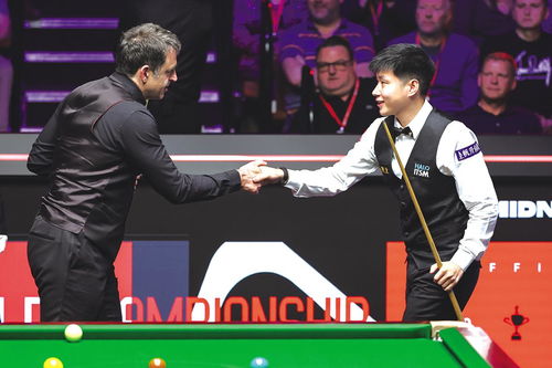 赵心童与奥沙利文握手致意