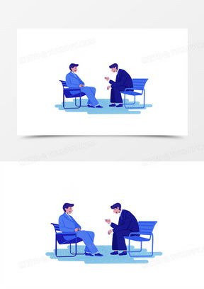 两个人面对面坐着认真交谈