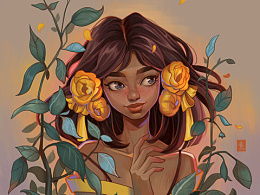 三位经典文学女性角色插画