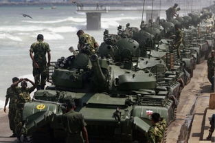 阅兵式彩排中的士兵和坦克方队