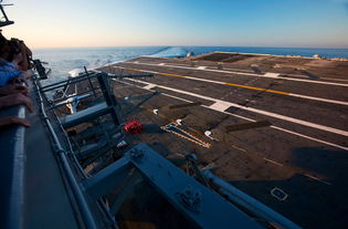 美军航母飞行甲板繁忙作业图