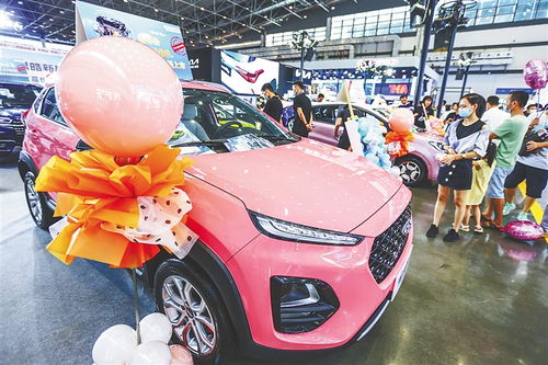 车展现场观众围观新能源车型