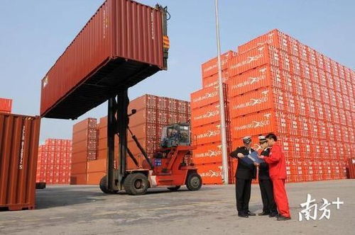 美国海关集装箱堆场繁忙景象