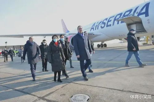 武契奇在飞机舷梯前挥手