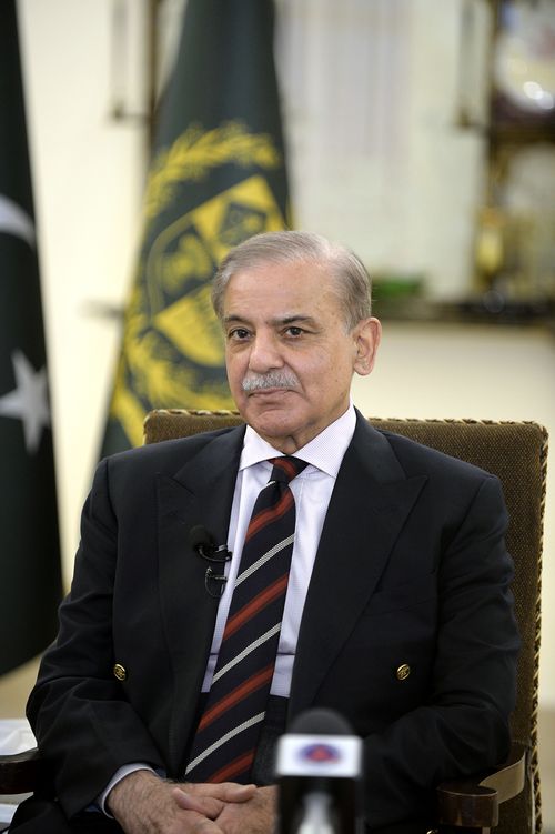 巴基斯坦总理夏巴兹·谢里夫发表声明画面