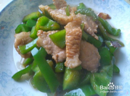 青椒炒肉片特写图