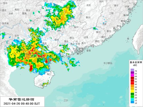 气象雷达图显示强降雨带覆盖江南华南区域