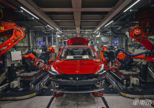 特斯拉Model Y生产线局部特写