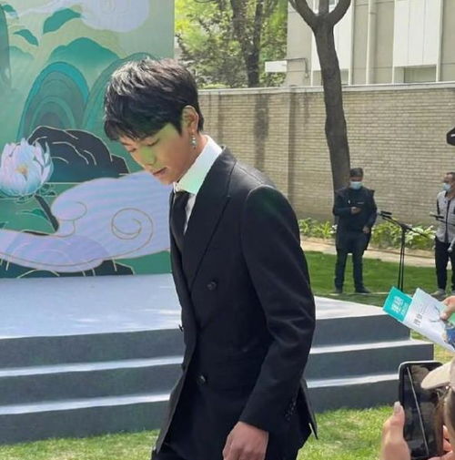 丁真身穿西装出席活动的照片