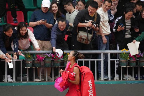 郑钦文与观众互动