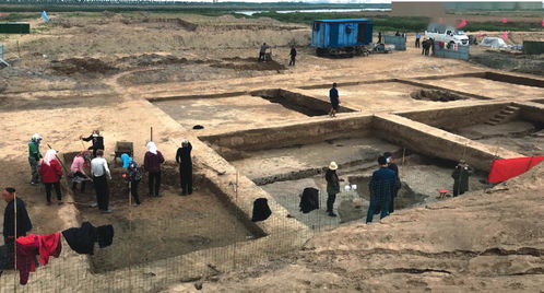 考古人员进行现场取样工作