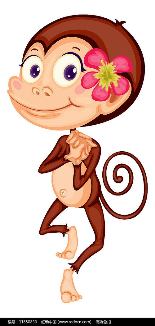 卡通版红屁股猴子搞笑插画