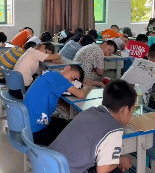 教室里午休的学生们