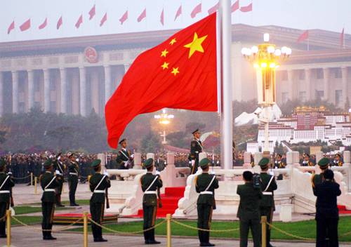 天安门广场升旗仪式现场