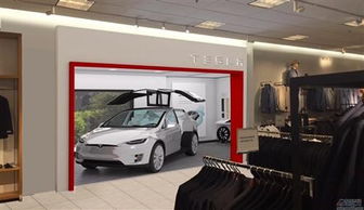 特斯拉展厅内的Model Y展示区