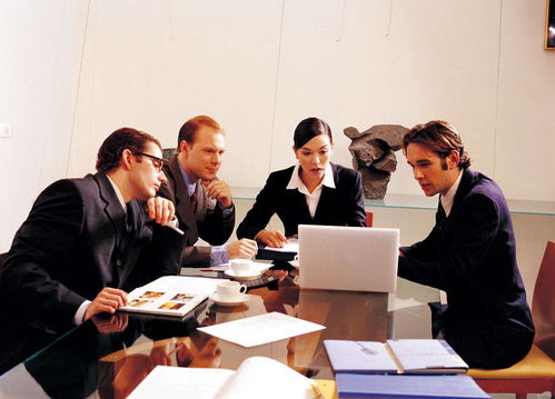 一个职场人士在会议中镇定发言