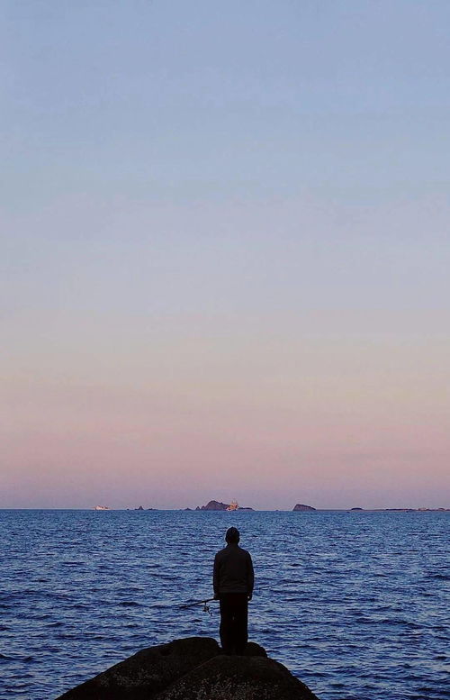 旅行者站在海边眺望远方