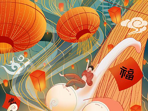 藏族传统文化元素插画