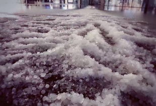 地面散落大小不一的冰雹