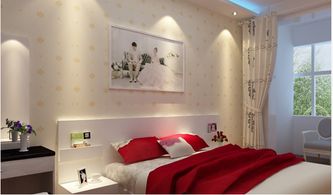 卧室墙上挂着的结婚照与旅游合影