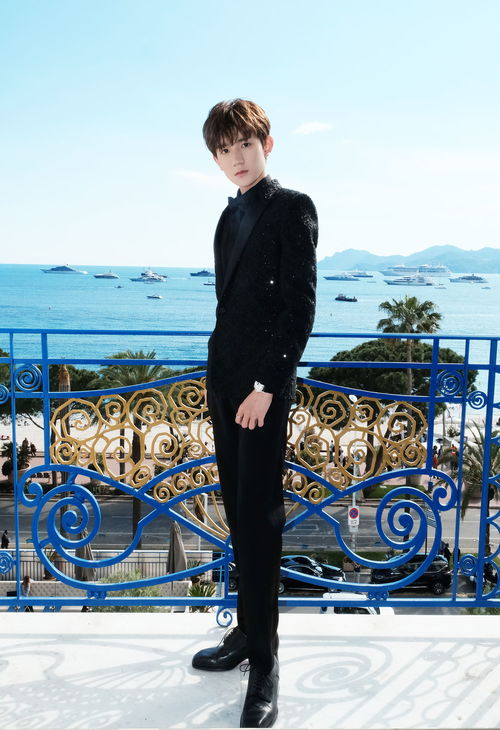 高圆圆戛纳红毯黑色西装造型