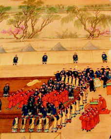 清代画卷局部细节图