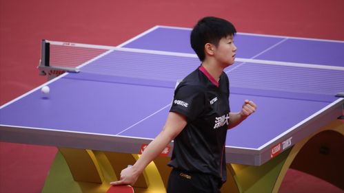 王楚钦在训练馆认真练习