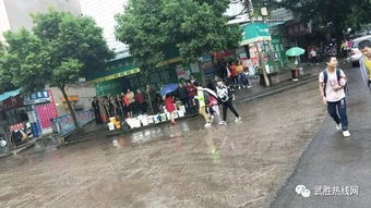 广东阳西居民冒雨出行场景