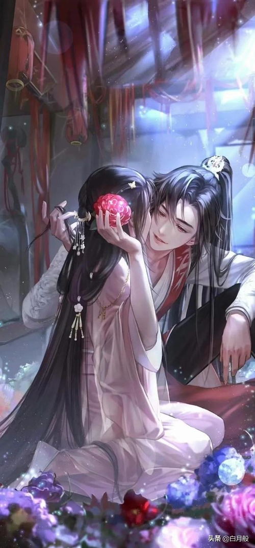 古风情侣对话插画