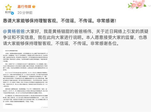 黄杨钿甜父亲微博截图回应耳环真假问题