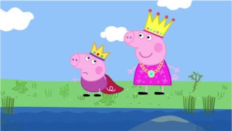 佩奇和乔治在沙发上讨论新宝宝名字